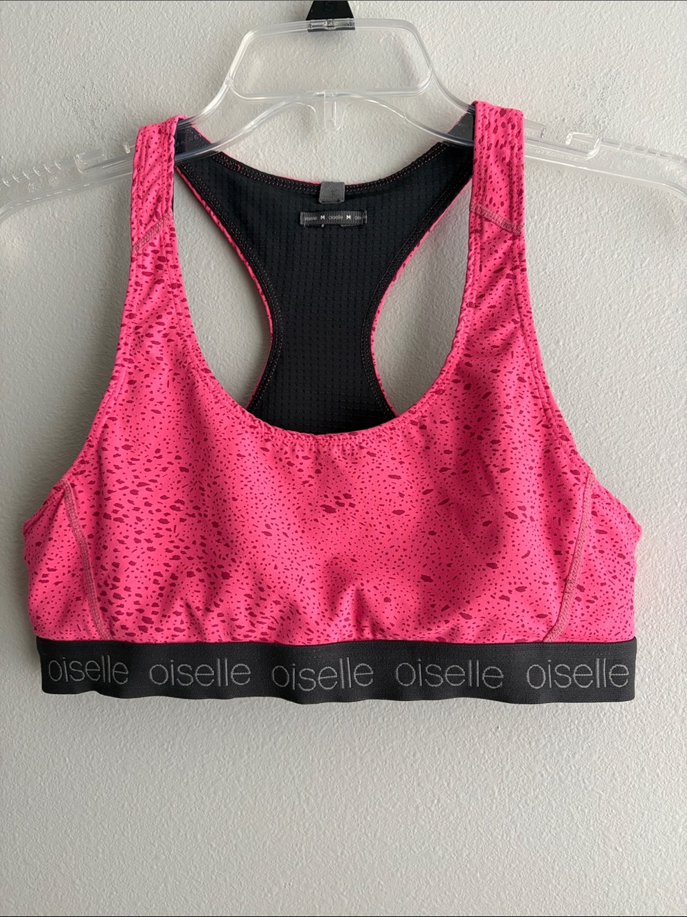 oiselle Hot Pink Speckled Racerback Sports Bra